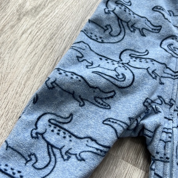 Carters 2 way zip 6-9 M fleece footed sleeper alligator print navy blue - Picture 2 of 3